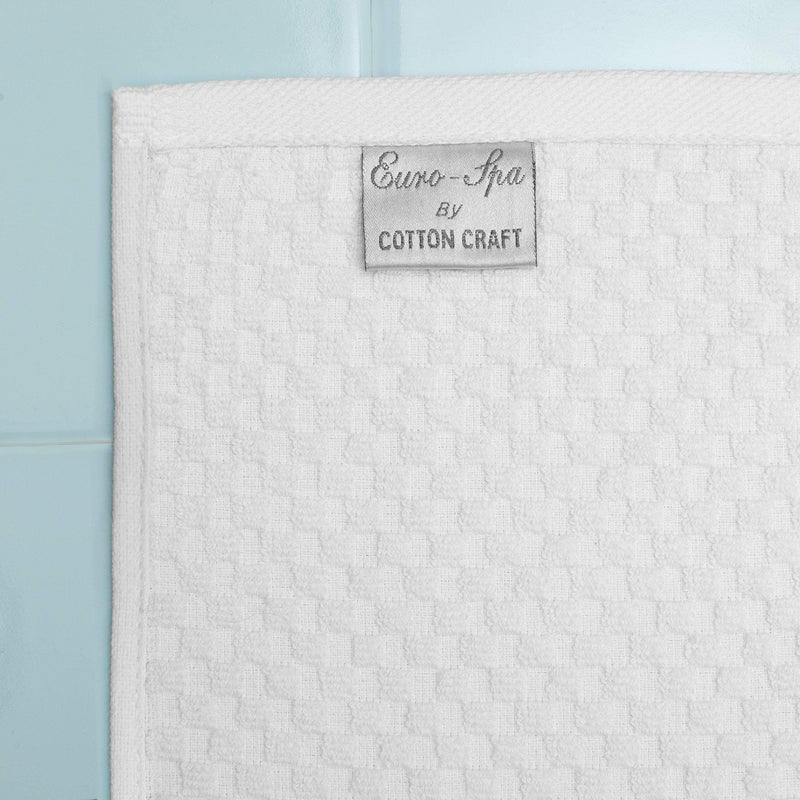 COTTON CRAFT- Euro Spa Set of 2 Luxury Waffle Weave Bath Sheets, Oversized Pure Ringspun Cotton, 35 inch x 70 inch, White - Image 2